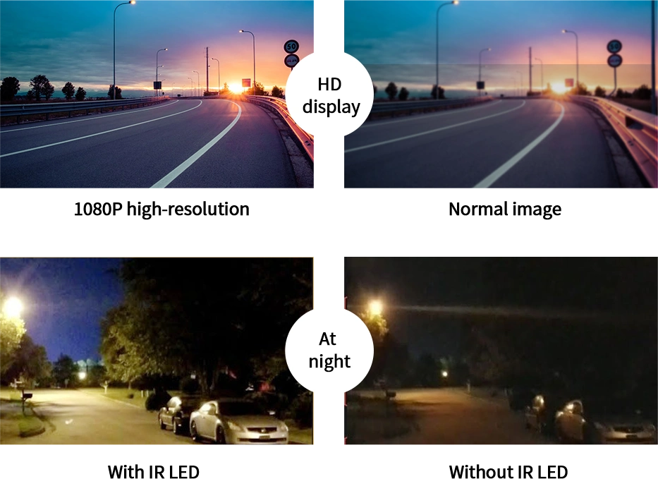 Comparison of HD display quality during day and night.