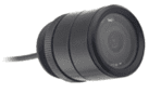 Compact round black CCTV camera module with cable